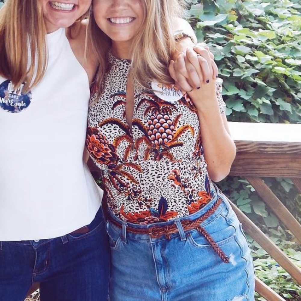 Free People patterned keyhole top